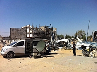 DSNG satellite truck for live transmission production from Gaza.