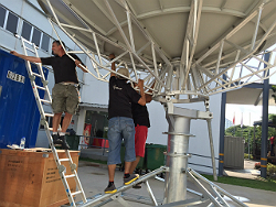 Satellite uplinking by Globecase at the SEA Games in Singapore.