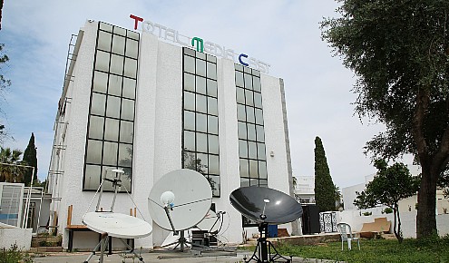 Satellite newsgathering facilities in Tunis.