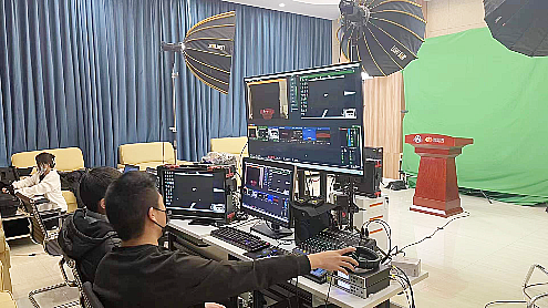 Live TV broadcast studio in Beijing.