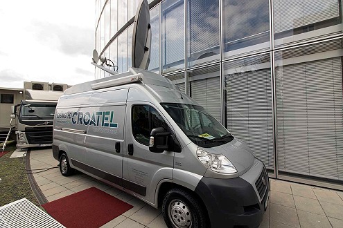 Croatel SNG satellite truck for uplink transmissions.