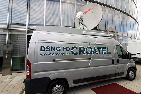 Croatel DSNG uplink truck for live outside broadcast production.
