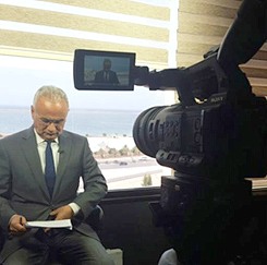 Live broadcast studio in Tripoli, Libya.
