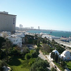 Panoramic views from the live broadcast studio in Tripoli.