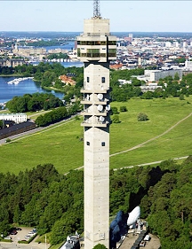 Kaknas Tower teleport in Stockholm, Sweden for satellite uplink transmissions.