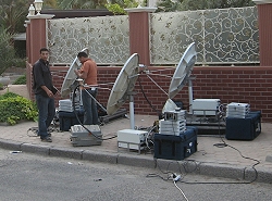 WhiteClicks making a live SNG transmission in Kuwait